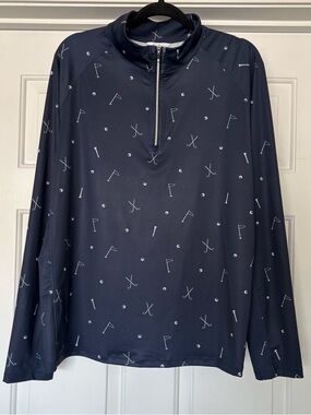 Lady Hagen 1/4 Zip Pullover Women’s XL Navy Golf Print UPF 50 Moisture Wicking
